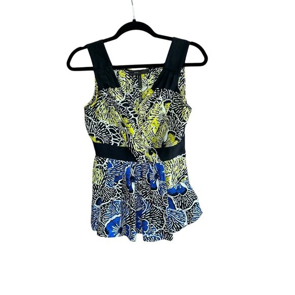 BCBGMaxAzria 100% Silk Colorful Strappy Faux Wrap Empire Top Size XS - Picture 1 of 9